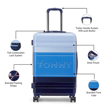 Tommy Hilfiger Triton Plus Unisex ABS Hard Luggage Blue + Skyblue Small Size