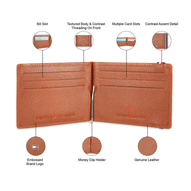 Tommy Hilfiger Adriel Men Leather Moneyclip Tan