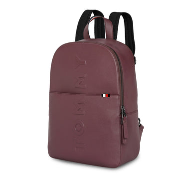 Tommy Hilfiger Premium Leather Line Time-square Laptop Backpack Burgundy