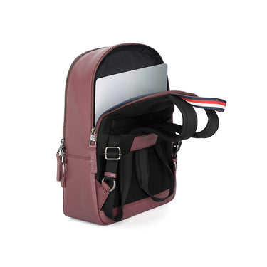 Tommy Hilfiger Premium Leather Line Time-square Laptop Backpack Burgundy