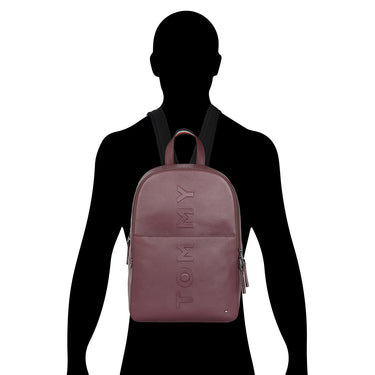 Tommy Hilfiger Premium Leather Line Time-square Laptop Backpack Burgundy