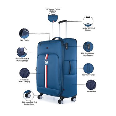 Tommy Hilfiger Kingsville Men Polyester Soft Luggage Blue