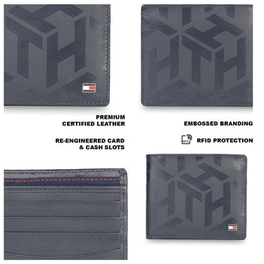 Tommy Hilfiger Arke Mens Leather Slimfold Wallet navy