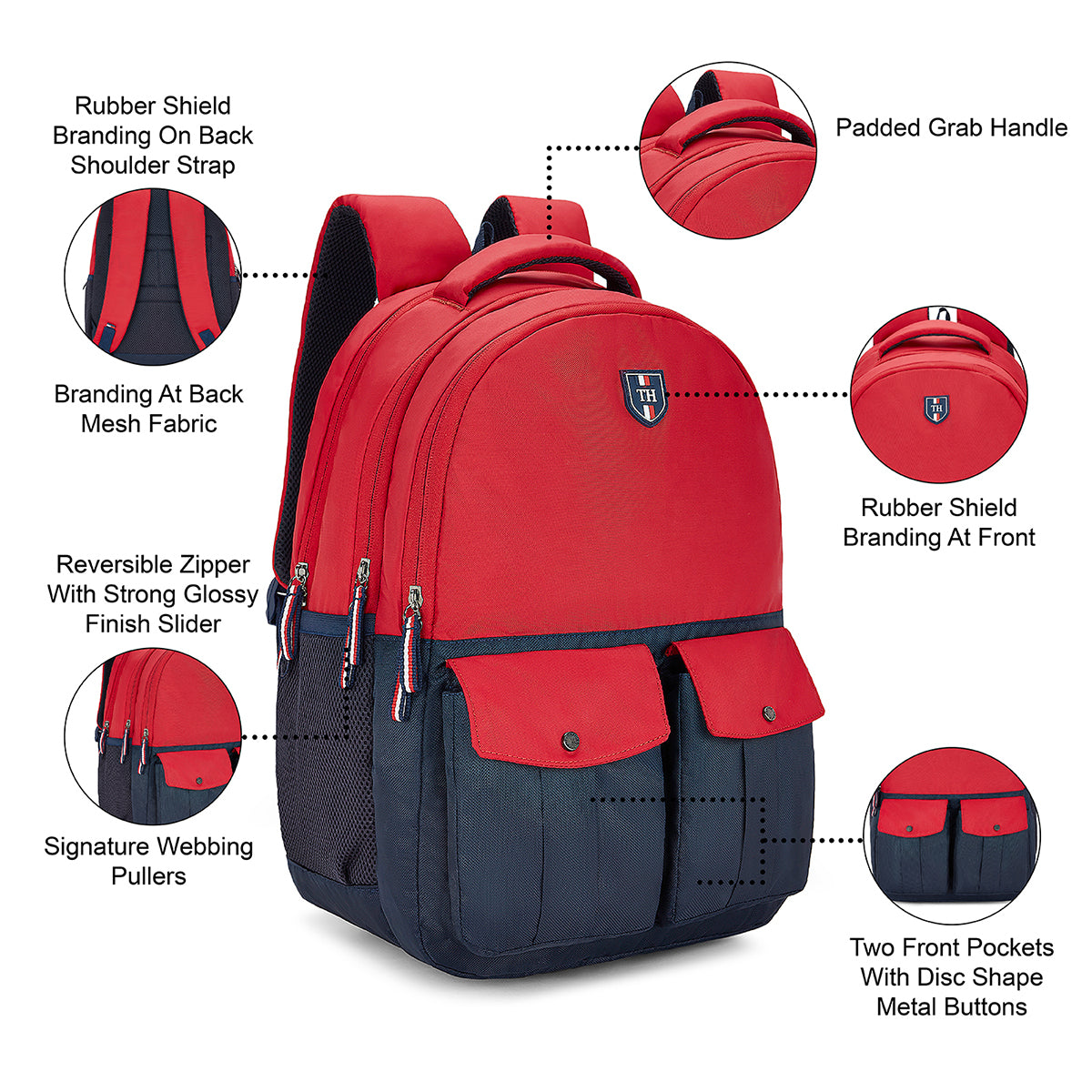 Tommy Hilfiger Camdyn Laptop Backpack Red Navy