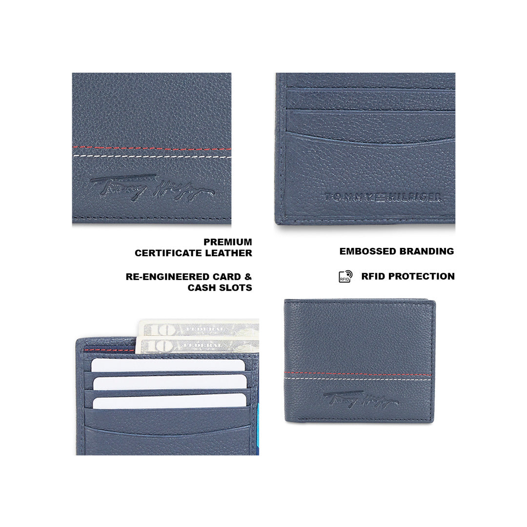 Tommy Hilfiger Cannobio Mens Leather Global Coin Wallet Navy