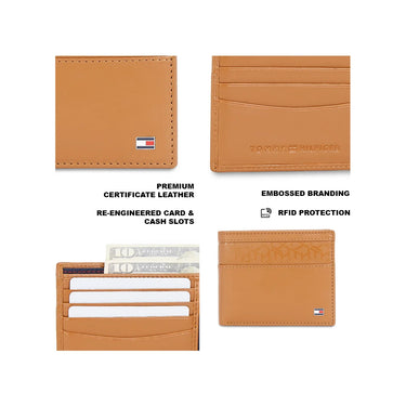 Tommy Hilfiger Bellagio Mens Leather Global Coin Wallet-Tan
