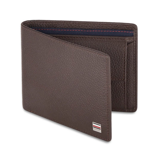 Tommy Hilfiger Limone Mens Leather Global Coin Wallet-Brown