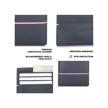 Tommy Hilfiger Sirmione Mens Leather Global Coin Wallet-Navy