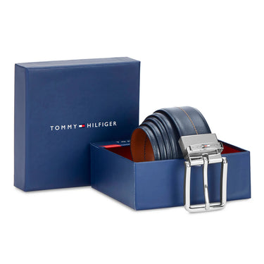 Tommy Hilfiger Aberdeen Men's Reversible Leather Belt-Navy-Tan