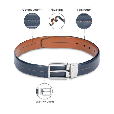 Tommy Hilfiger Aberdeen Men's Reversible Leather Belt-Navy-Tan