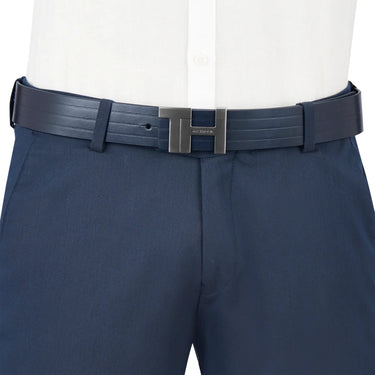 Tommy Hilfiger Carlisle Men's Reversible Leather Belt-Navy-Tan