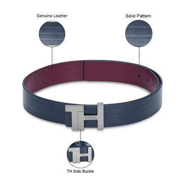 Tommy Hilfiger Carlisle Men's Reversible Leather Belt-Navy-Tan