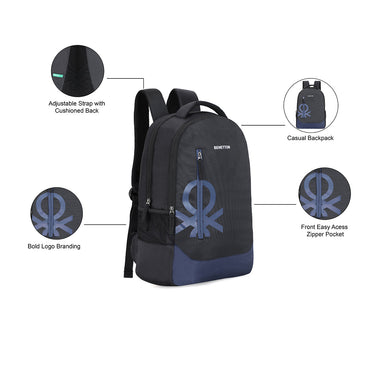 United Colors of Benetton Sable Laptop Backpack Non Laptop Backpack Black