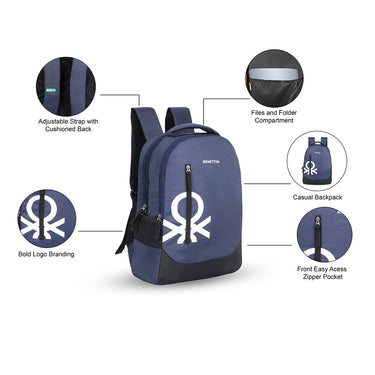 United Colors of Benetton Sable Laptop Backpack Non Laptop Backpack Navy