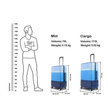 Tommy Hilfiger Unisex Triton Plus Hard Luggage Set of 2 Blue (Mid & Cargo)