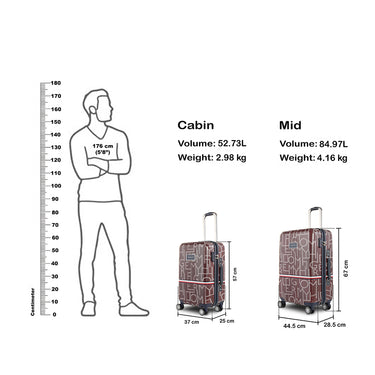 Tommy Hilfiger Twister Unisex Hard Luggage Set of 2 Brown (Cabin + Mid)