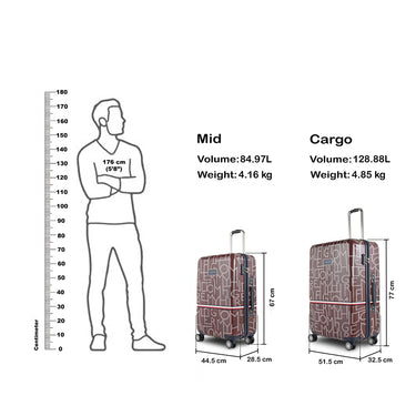 Tommy Hilfiger Twister Unisex Hard Luggage Set of 2 Brown (Mid + Cargo)