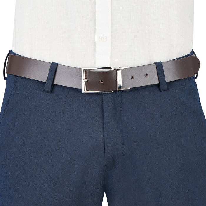 UCB Zayd Men's Leather Reversible Belt Brown