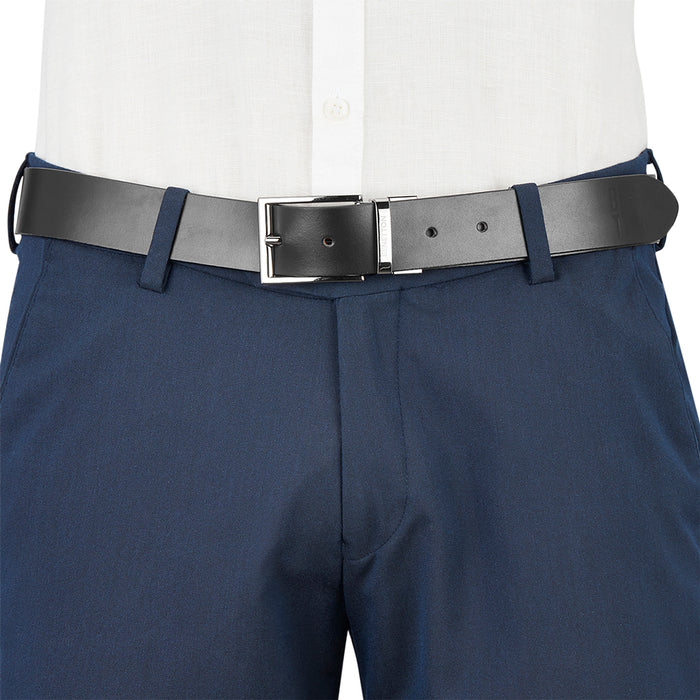 UCB Zayd Men's Leather Reversible Belt Black