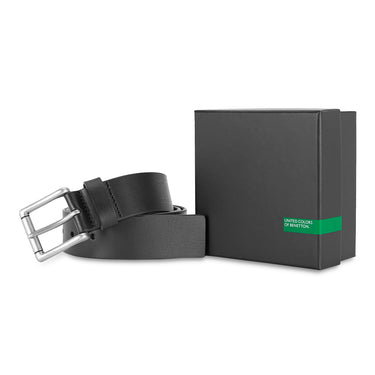 United Colors of Benetton Agostino Men’s Non- Reversible Leather Belt-Black