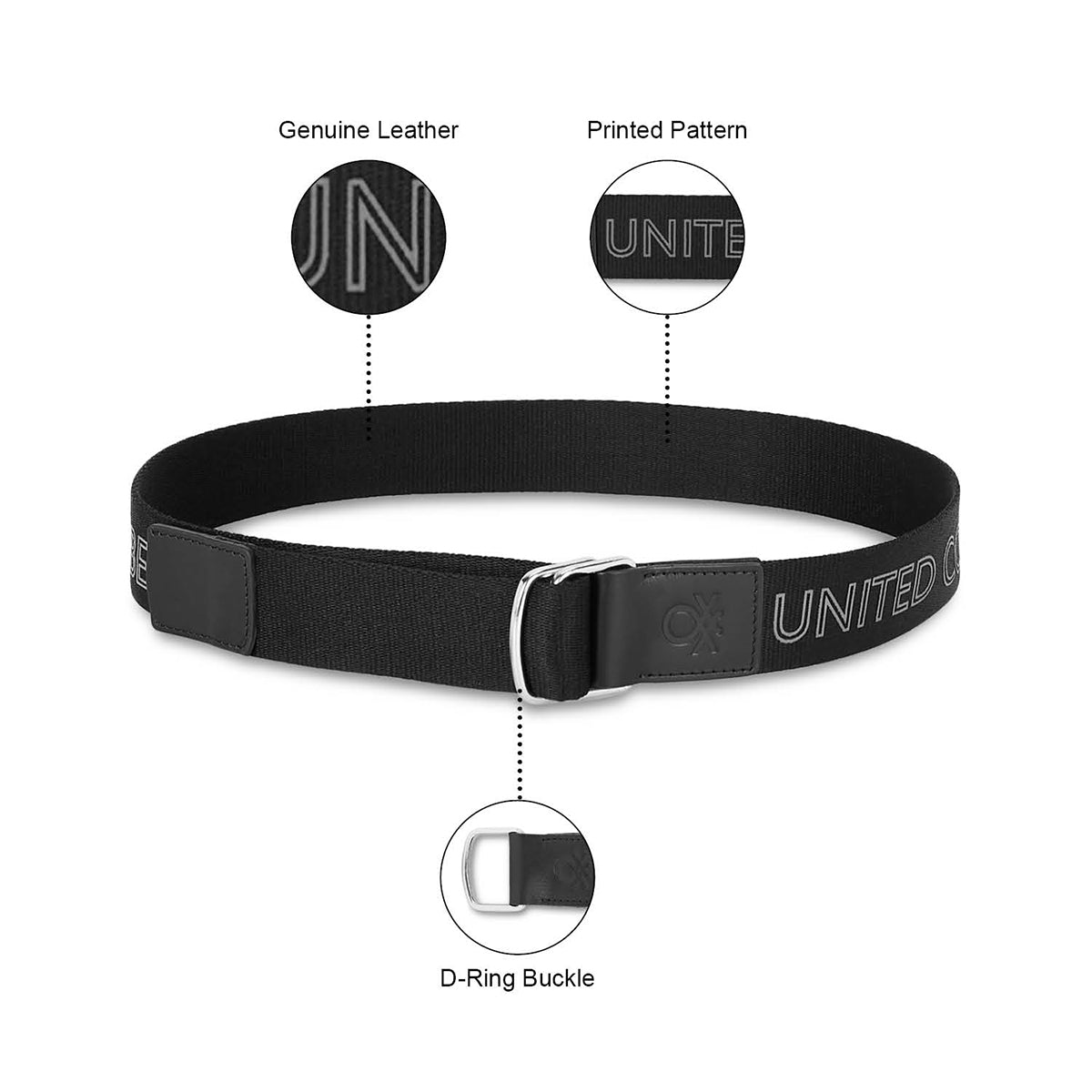 United Colors of Benetton Quinto Men's Leather Non Reversible Belt-black