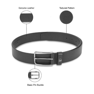 UCB Adriano Men's Leather Non Reversible Belt Black