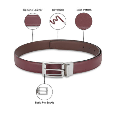 UCB Fredrico Men's Leather Reversible Belt Wine