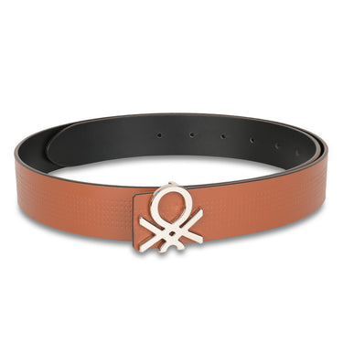 United Colors of Benetton Castello Men's Leather Reversible Belt-Tan