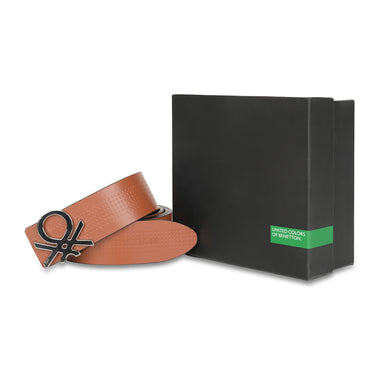 United Colors of Benetton Castello Men's Leather Reversible Belt-Tan