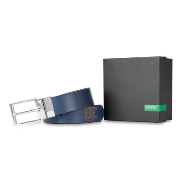 United Colors of Benetton Arno Men’s Reversible Leather Belt-Navy