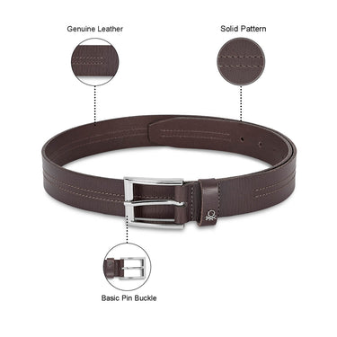 UCB Cavier Men's Leather Non Reversible Belt Army Brown