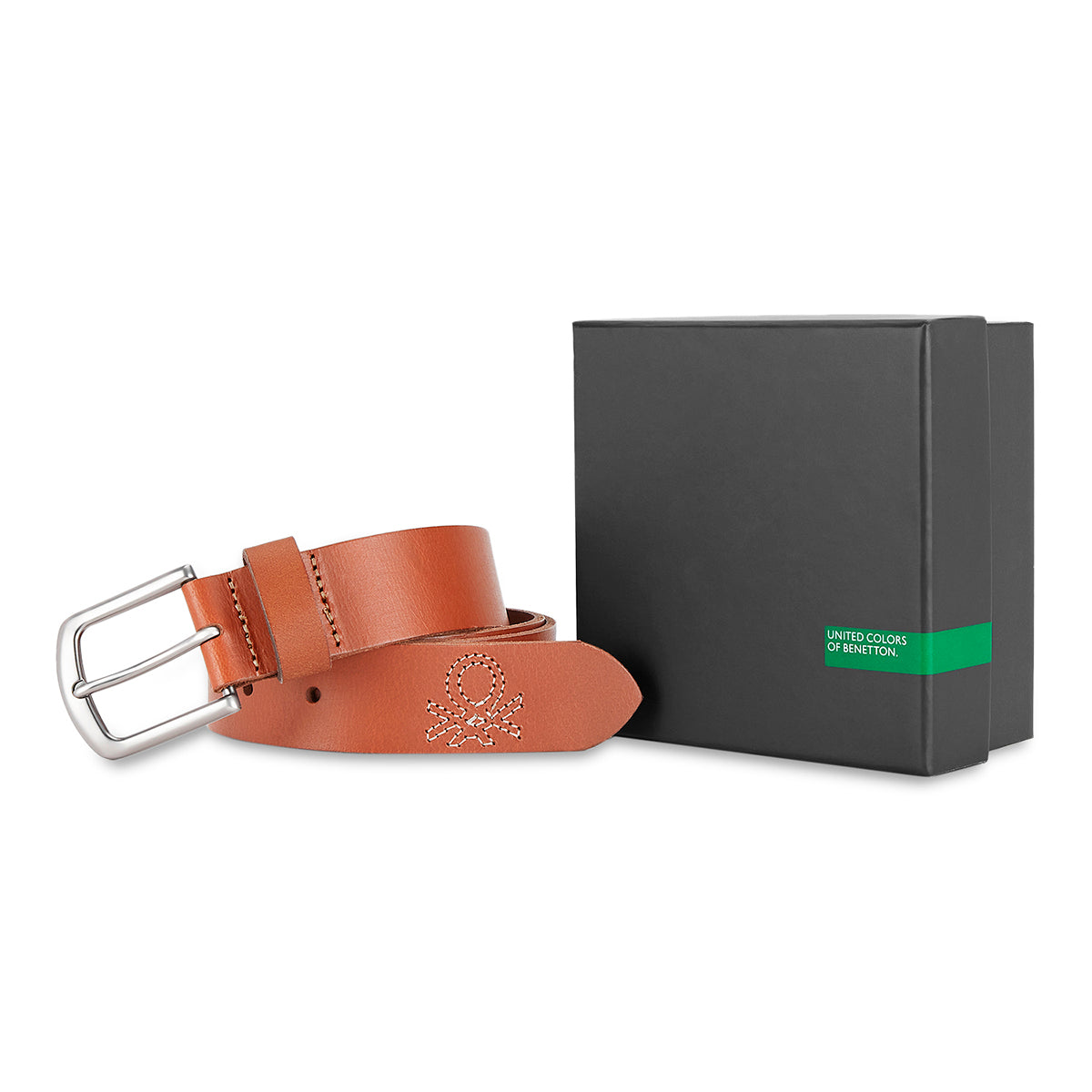 United Colors of Benetton Bradano Men’s Non-Reversible Leather Belt-Tan