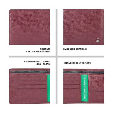 UCB Novara Men's Leather Global Coin Wallet Wine