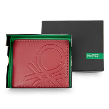 UCB Anzio Men's Leather Global Coin Wallet Red