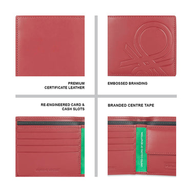 UCB Anzio Men's Leather Global Coin Wallet Red