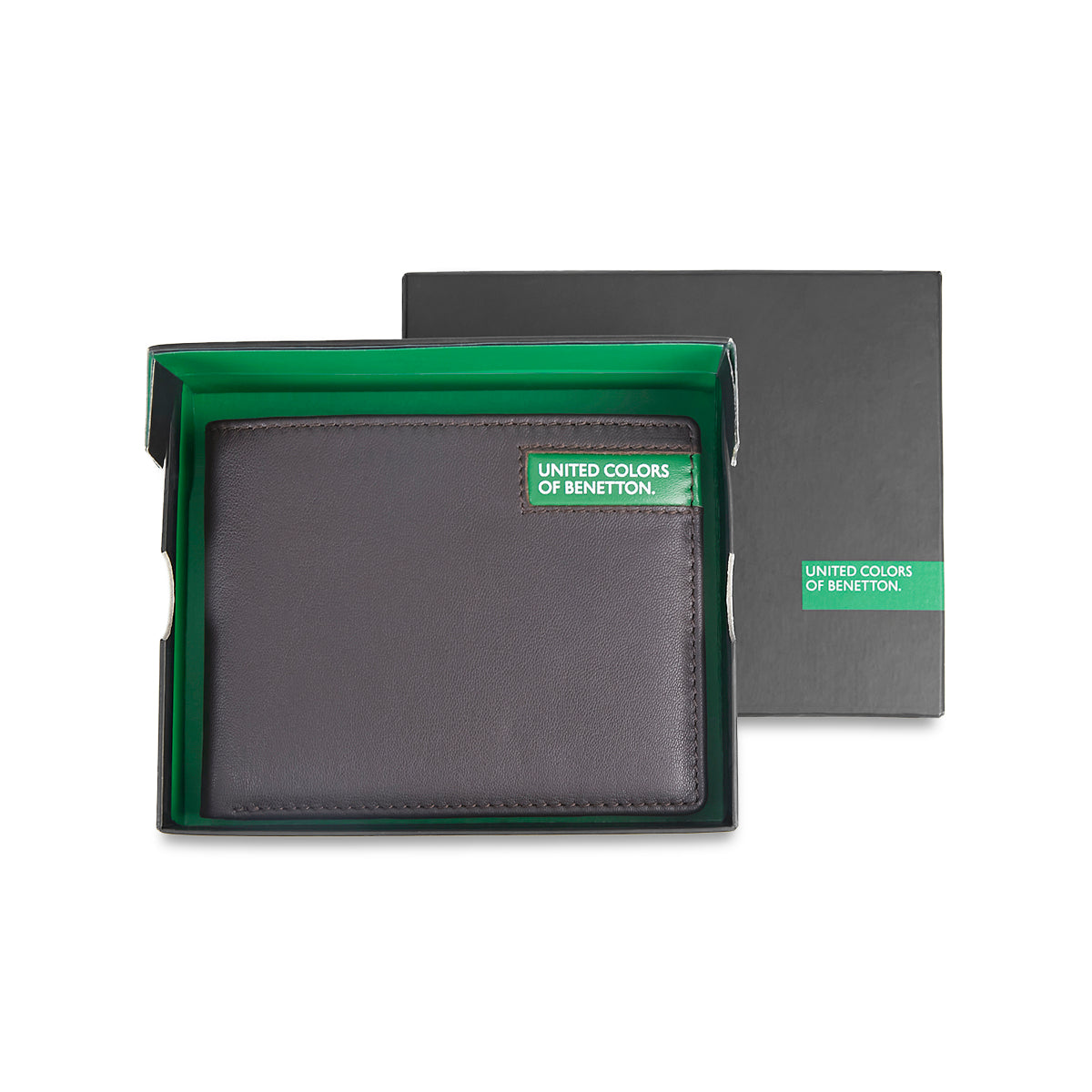 United Colors of Benetton Corvin Men's Leather Passcase Wallet Brown