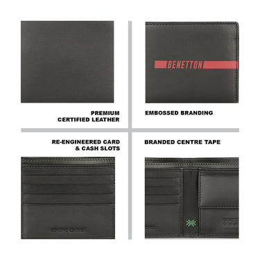 UCB Cloyd Men's Leather Global Coin Wallet Black