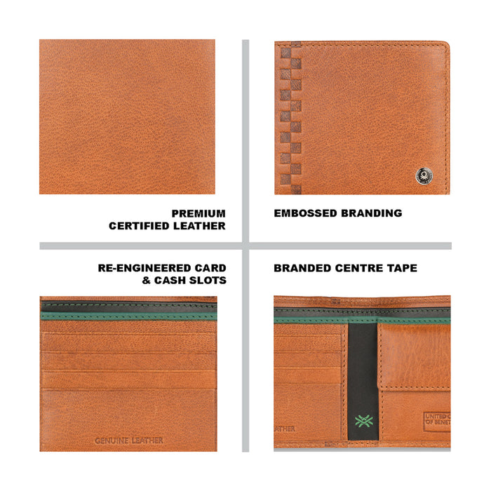 UCB Camrin Men's Leather Global Coin Wallet tan