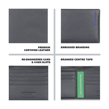 UCB Justino Men's Leather Passcase Wallet Navy