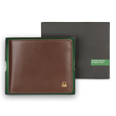 UCB Brenon Men's Leather Global Coin Wallet Brown