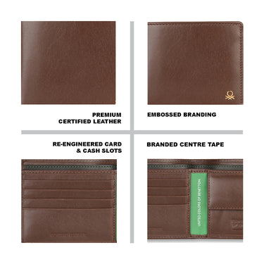 UCB Brenon Men's Leather Global Coin Wallet Brown