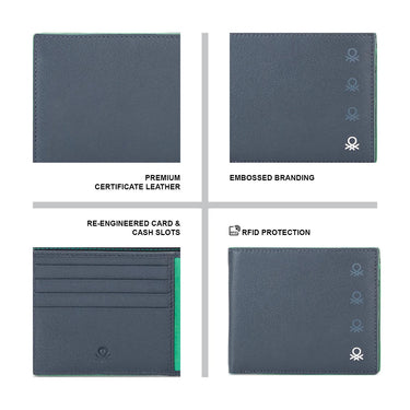 United Colors of Benetton Caspian Men’s Global Coin Leather Wallet-Navy