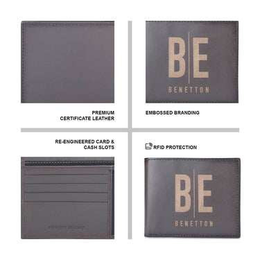 United Colors of Benetton Ackley Men’s Global Coin Leather Wallet-Brown