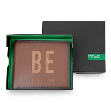 United Colors of Benetton Ackley Men’s Global Coin Leather Wallet-Tan