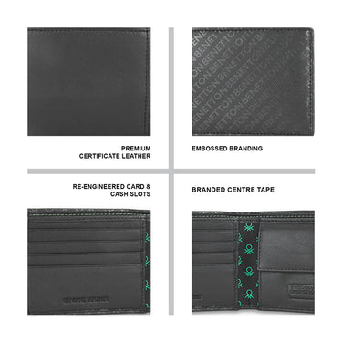 UCB Nolen Men's Leather Global Coin Wallet Black