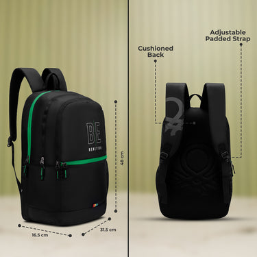 benetton black pouch foldable travel backpack United Colors of Benetton Ming Non Laptop Backpack – BAGLINE