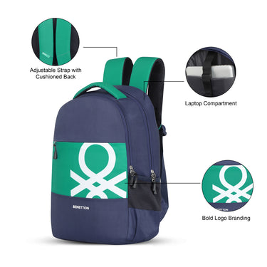 United Colors of Benetton Winsome Laptop Backpack Navy
