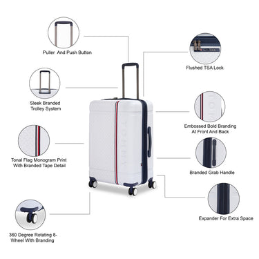 Tommy Hilfiger Millennia Hard Luggage White Mid