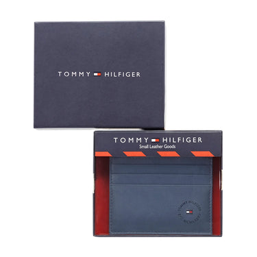 Tommy Hilfiger Floro Mens Leather Card Holder-Navy