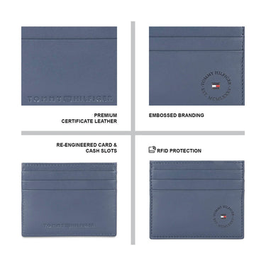 Tommy Hilfiger Floro Mens Leather Card Holder-Navy